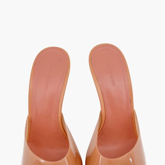 Amina Muaddi Lupita Glass Mule Wedge Size 40.5 US 10.5 Beige Tan PVC Slide Heels - Picture 6 of 15